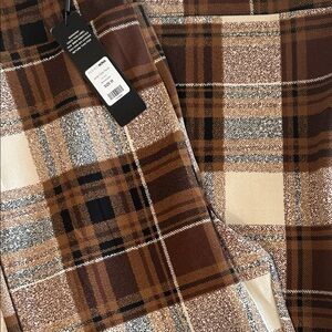 Plaid Skirt in Brown and Cream